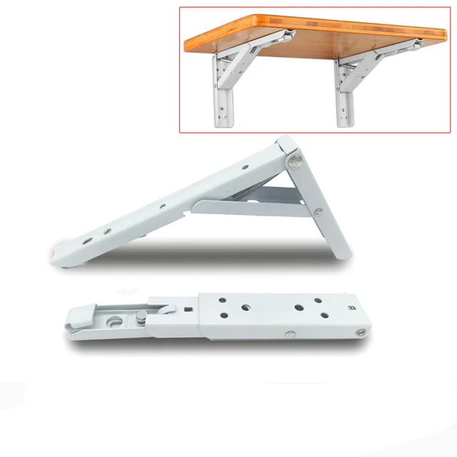 2pcs Metal Triangular Bracket Folding Shelves Spring Support 2pcs Metal Triangular Bracket Folding Shelves Spring Support Table Top 90 Degree Telescopic Well