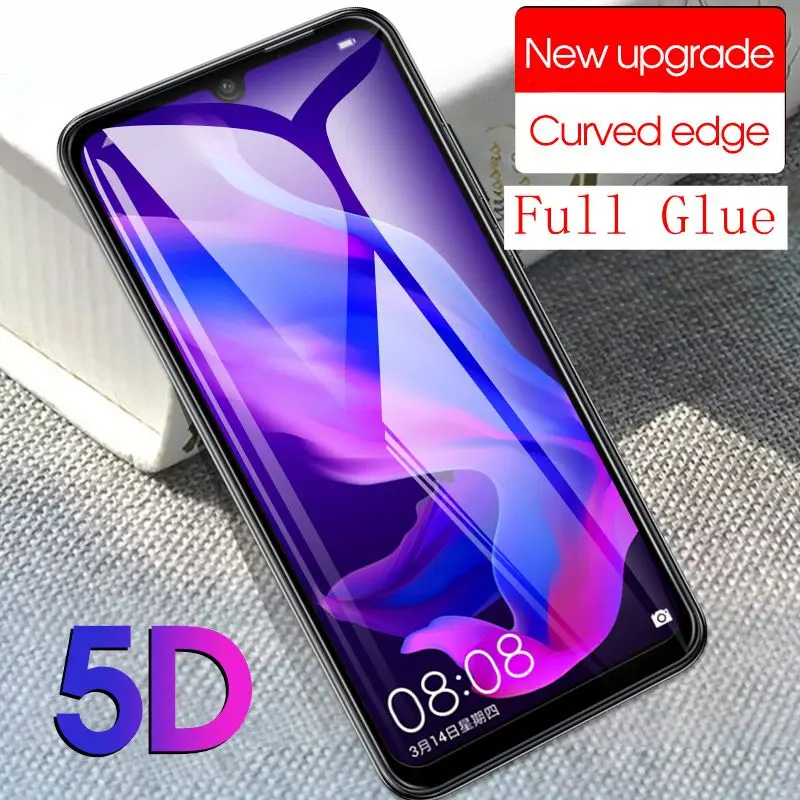 Истинное 5D закаленное стекло с закругленными краями на клеевой основе для Huawei P20