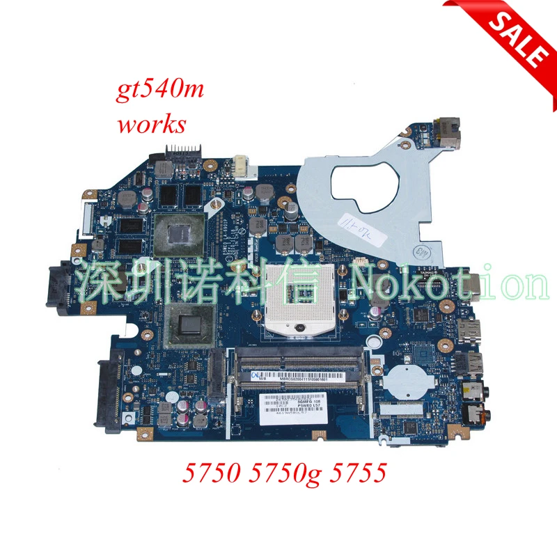 NOKOTION материнская плата для ноутбука MBRG502001 P5WE0 LA-6901P acer aspire 5750 5750G 5755G HM65 DDR3 основная