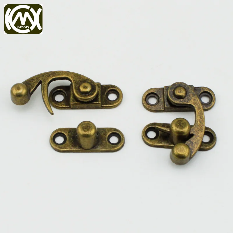 10Pcs Antique Latches Catches Hasps Clasp Wooden Buckles Decorative Jewelry Wooden Box Latch Hook Screw furniture Decor 28x33mm
