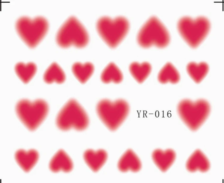 Наклейка на ногти водная переводная наклейка размытая туманная Лопата в форме сердца YR013-018