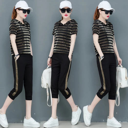 Plus Size 4xl Tracksuit Women Striped Two Piece Set Casual Top&amppants Loose Ensemble Femme Deux Pieces Sportswear Ukraine |