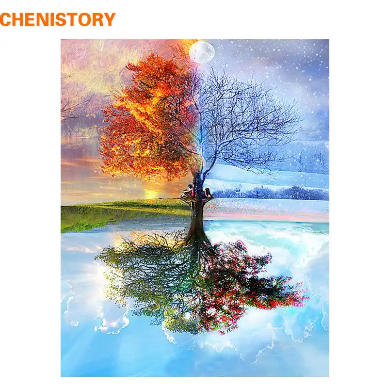 Chenistory Frameless Four Seasons Tree Landscape Diy - 
