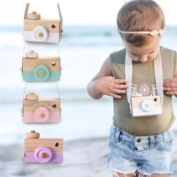 

Mini Cute Wood Camera Toys Safe Natural Toy For Baby Children Fashion Clothing Accessory Toys Birthday Christmas Holiday Gifts