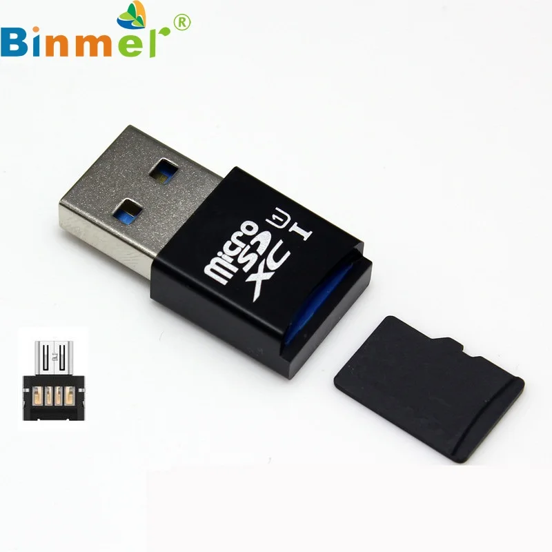 Красивые GITF новый черный Мини 5 Гбит/с супер Скорость USB 3.0 + OTG Micro SD/SDXC TF Card Reader адаптер Оптовая цена dec18