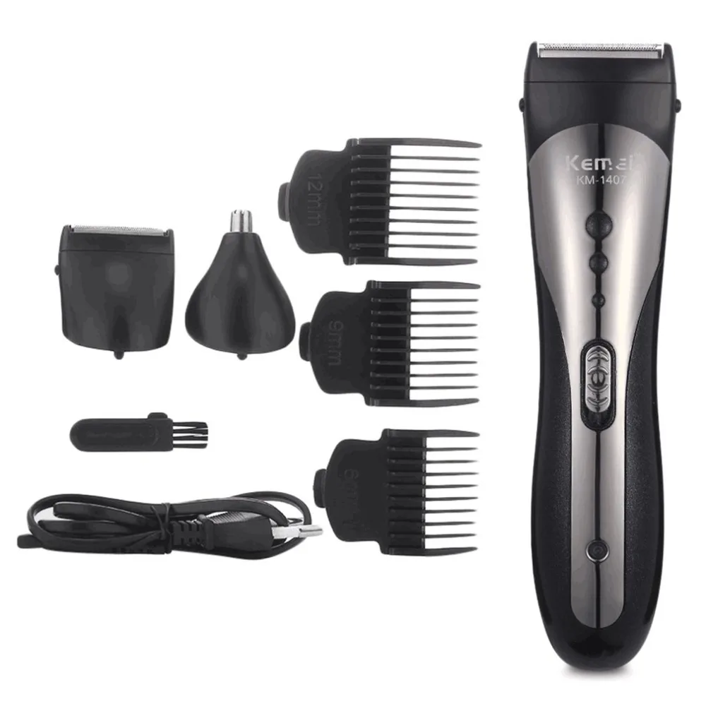 

KEMEI KM-1407 Multifunctional Hair Trimmer Rechargeable Electric Nose Hair Clipper Professional Electric Razor Beard Shaver