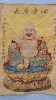 

China Tibet unique silk embroidery Tang card old Brocade painting Buddha Statue classic ceramic home decor decoration