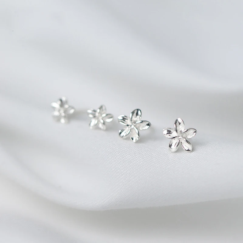 1Pair 100% Real 925 Sterling Silver Jewelry Women Fashion Cute Tiny Flower Stud Earrings Gift For Girls Teens Lady | Украшения и