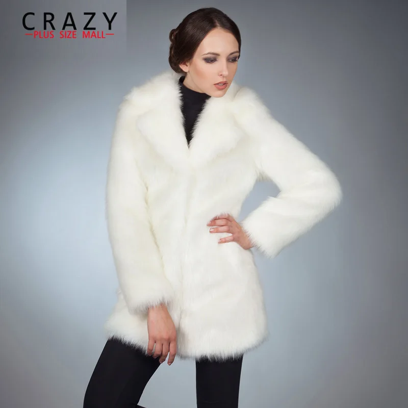 New 2018 Plus Size 5XL Winter Suit Collar Luxury Artificial Fox Fur Coats For Women Artificial Faux Fur Coats