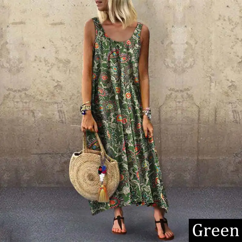 Bohemian Off Shoulder Printed Dress VONDA Women Vintage Long Maxi Dresses Casual Loose Party Holiday Sundress Femme Vestido
