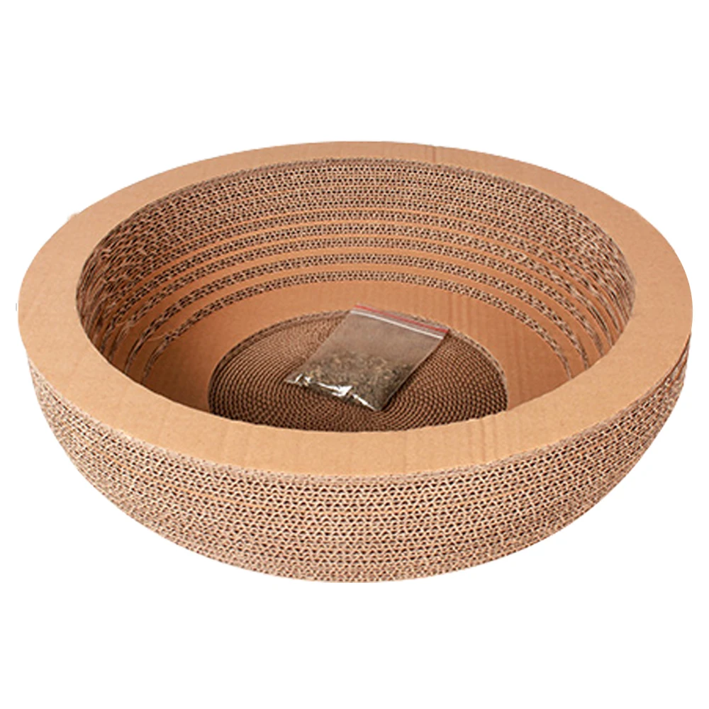 Round Bowl Cat Scratcher Fat Cat Bed Round 45cm diameter Cardboard
