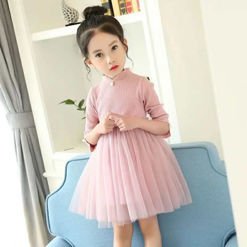 Spring Kids Girls Korean Style Dress Casual Long Sleeve Princess