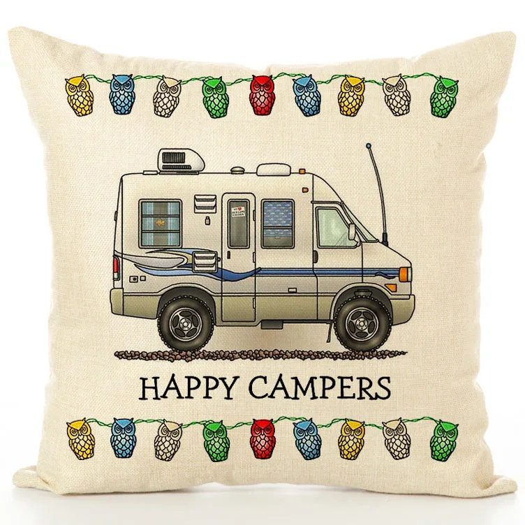 Happy Camper Чехлы для подушек несколько RV один принт дома гостиной диван украшения наволочки
