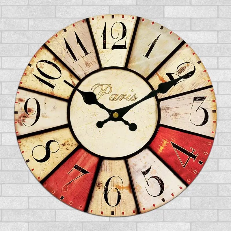 Large Wood Wall Clock Quartz Bracket Kitchen Clocks Home Decoration