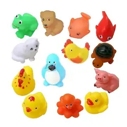 5 шт. милые мягкие резиновые утка поплавок Squeeze звук Baby Wash Игрушки для ванны животные игрушечные лошадки детские игрушки для купания цвет