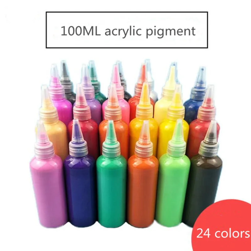 

Acrylic paint 100ml waterproof hand-painted wall painting art paint 24 color large bottled textile paint