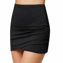 Пляжные купальные юбки Новые однотонные женские сексуальные карандаш с высокой талией плавки бикини из двух частей отделяет Купание черный темно-синий