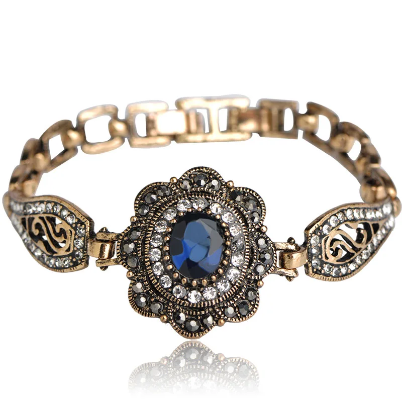 

Blucome 2018 New Vintage Style Gold Flower Bangle Bracelet Resin Alloy Women Men Gift Wedding Dress Jewelry Commemoration Day