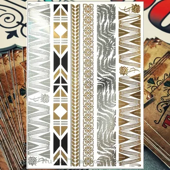 

Nu-TATY 24 style Temporary Tattoo Body Art, golden flowers Designs, Flash Tattoo Sticker Keep 3-5 days Waterproof 21*15cm