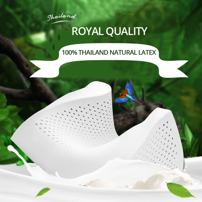 Talalay Crafts Natural Latex Pillow Low & High Curve Design Soft Elastic Antibacterial Non-triggering Breathable Honeycomb Vent