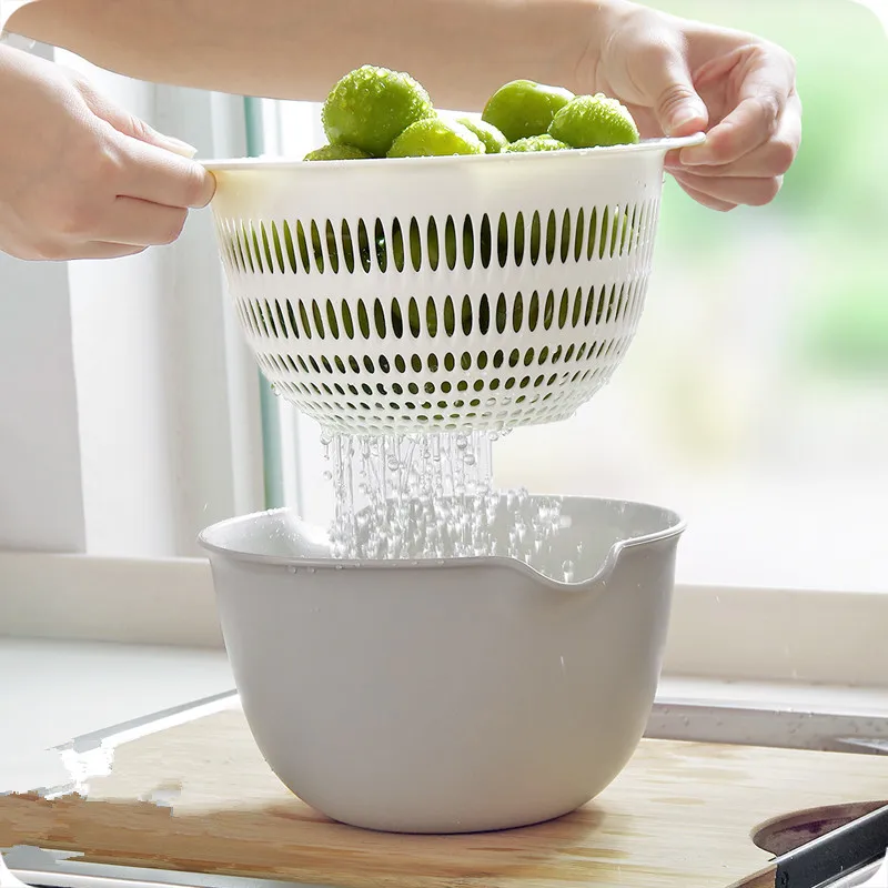 

Double Layer Japanese Style Drain Storage Basket Sink Living Room Fruit Plate Household Plastic Vegetable Basket Washing Basket
