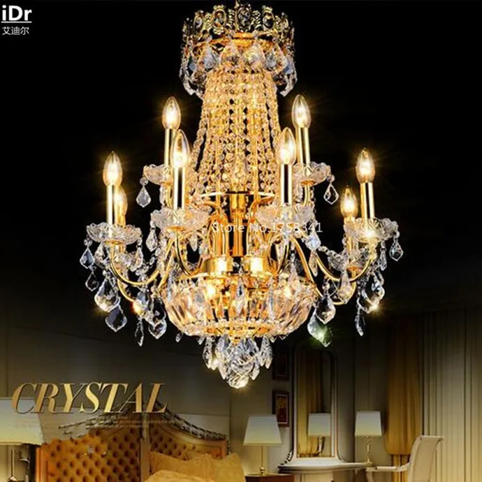 Золотой кристалл гостиная пол роскошный penthouse вилла спиральная лестница потолочные светильники OLU-0009
