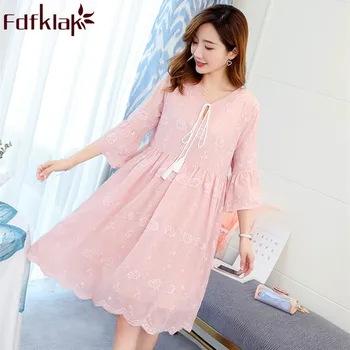 

Summer Pregnancy Dress 2019 New Casual For Pregnant Dress Maternity Clothes Pink/White Maternity Dress Plus Size M-XXL Fdfklak