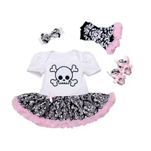 Одежда для новорожденных девочек, комплект из 3 предметов, комбинезон с черепом, юбка-пачка+ повязка на голову, детский леопардовый комплект для малышей, одежда на Хэллоуин, Bebes