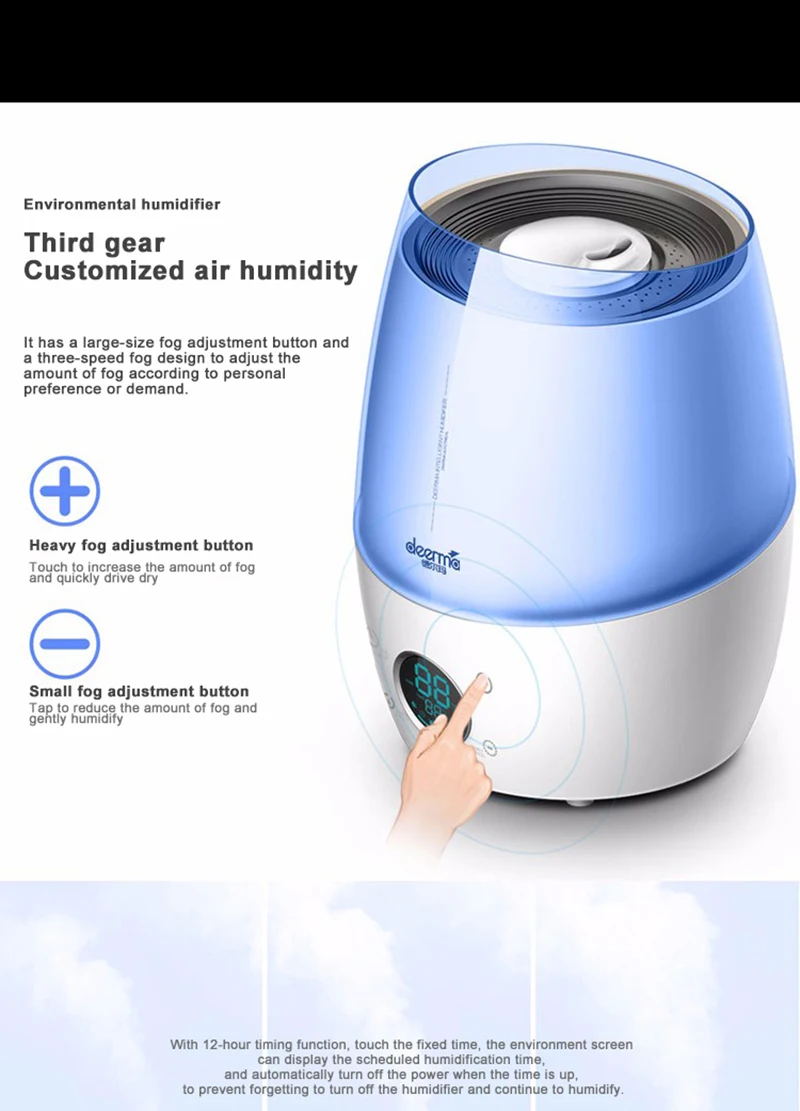 Xiaomi 4.5l Humidifie интеллектуальная Постоянная Влажность домашняя Бесшумная мини-офисная спальня ароматерапия Серебристая ионная увлажнение воздуха