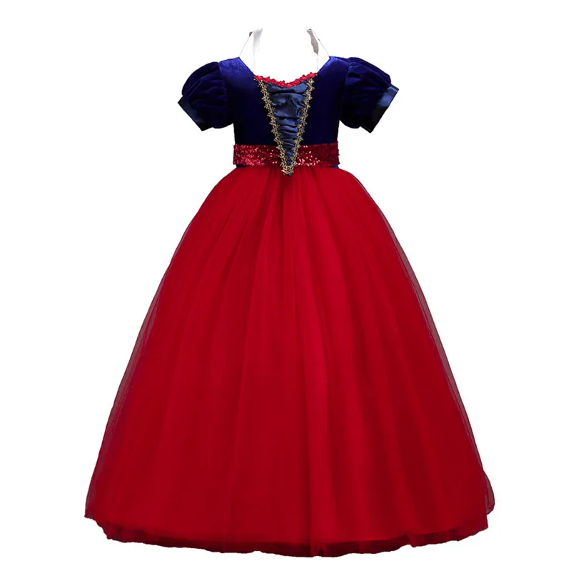 

Fashion Toddler Kids Girls Wedding Ruched Dress Lace snow White Princess Party Formal Patchwork Flower Girl Dress Clothes 6-16T
