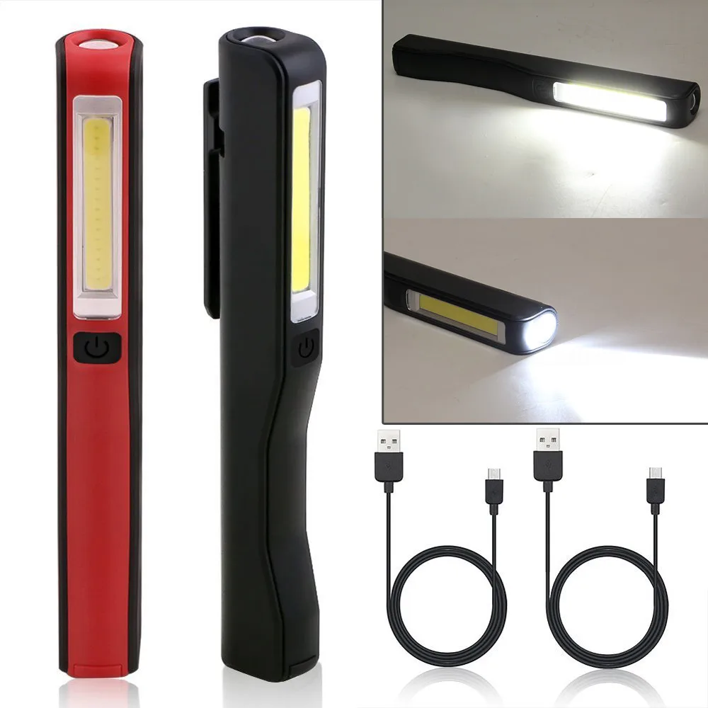 2in1 Rechargeable LED COB Camping Work Inspection Light Lamp Hand Torch Magnetic Red Black USB Charger Cable Drop Shipping 2in1 Rechargeable LED COB Camping Work Inspection Light Lamp Hand Torch Magnetic Red Black USB Charger Cable Drop Shipping