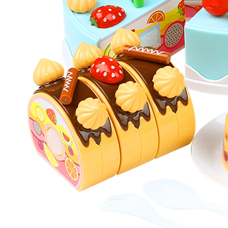 Торт ко дню рождения фрукты игрушка Кухня детские игры DIY сделай сам Еда Пластик
