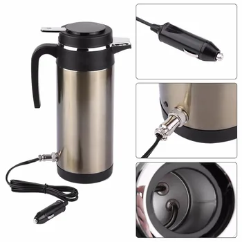 

1200ML 12V24V Car Heating Water Bottle Stainless Steel Electric In-car Kettle Travel Thermoses Auto Boiling Water Bottle