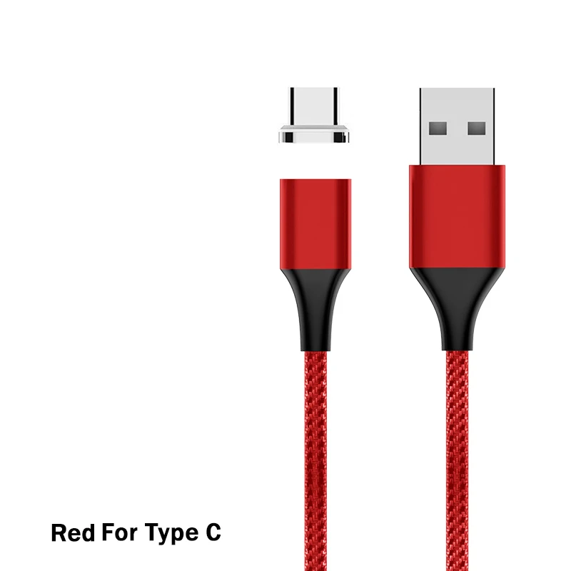 Магнитный usb-кабель для зарядки 3A для быстрой зарядки iphone 7 8 Micro usb type C для samsung huawei Xiaomi зарядное устройство для андроида шнур - Цвет: For Type C Red