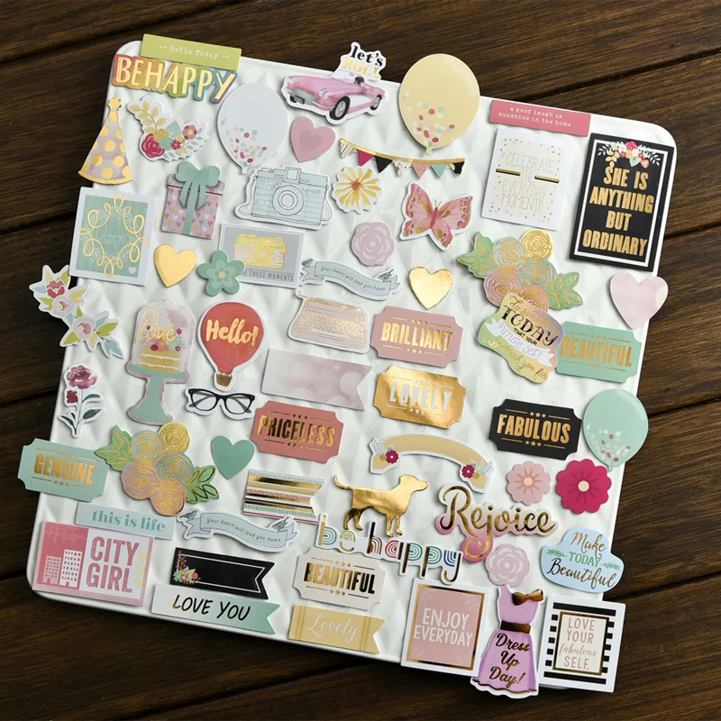 

KLJUYP 60pcs Be Happy Colorful Cardstock Die Cuts for Scrapbooking/Card Making/Journaling Project DIY Craft