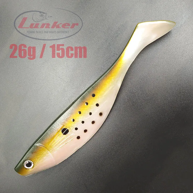 Lunker 26 г 15 см swimbait Мягкая приманка для соленой воды огромный, Гигантский Большой игры невесомый Техасский джиг голова carolina rig shad fishing bass