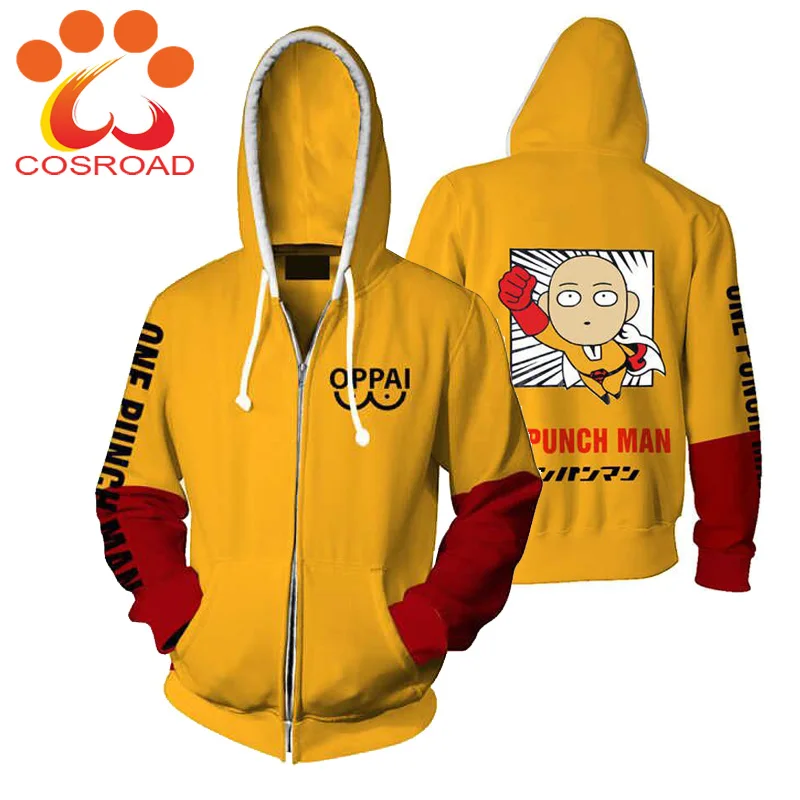 Cosroad One Punch Man джинсовая куртка Сайтама для косплея джинсовое пальто для мужчин и женщин с капюшоном на молнии пальто в стиле хип-хоп костюмы