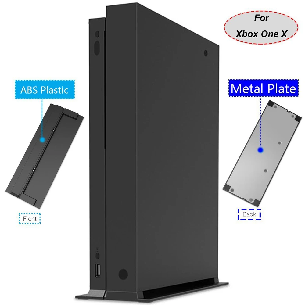  Vertical Stand with ABS Platic Front + Metal Bottom Plate For Xbox One X Console