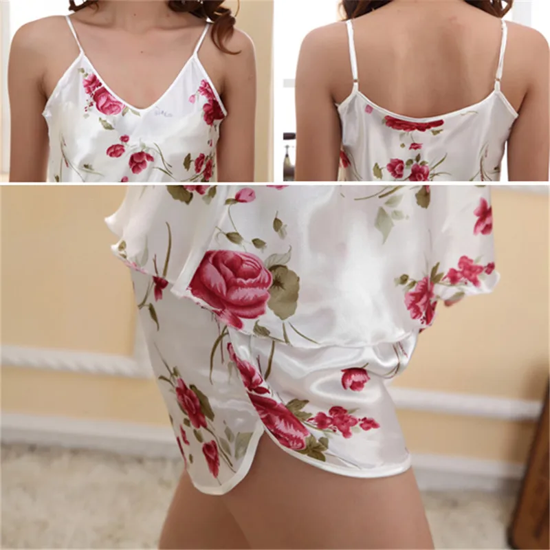 Комплект ночного белья с принтом на тонких бретельках + шорты|sleepwear set|shorts sleepwear