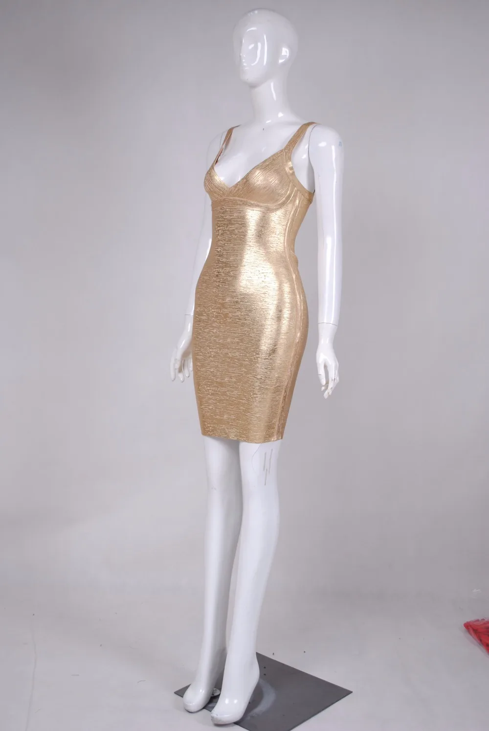 Женское весеннее модное сексуальное бронзовая повязка с v-образным вырезом, дизайнерские Элегантные вечерние платья знаменитостей