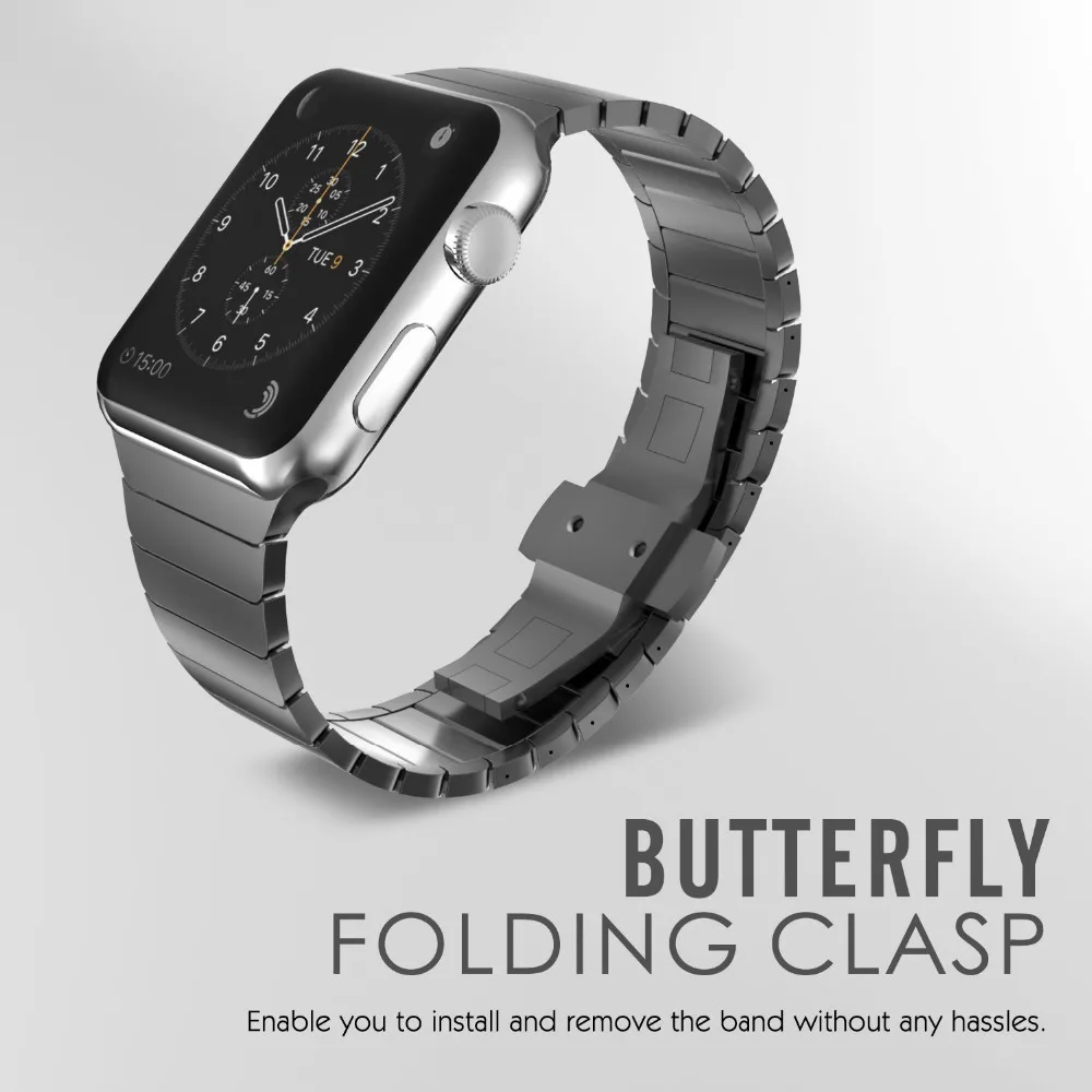 

Stainless Steel strap For Apple watch band 42mm 38mm Link bracelet iwatch 3/2/1 butterfly loop wristband watchband belt