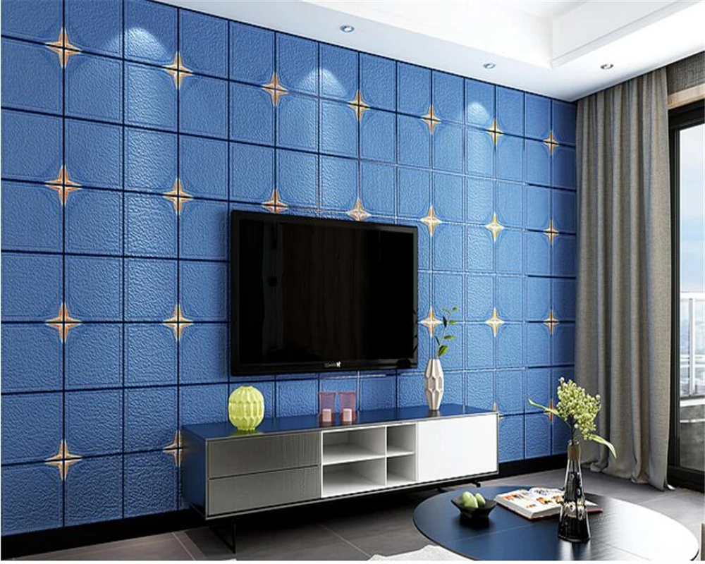 

beibehang Modern minimalist deerskin velvet square soft pack non-woven wallpaper Living room TV backdrop wall paper papier peint