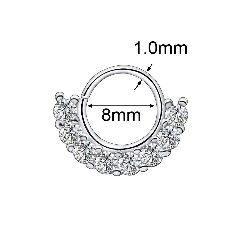 Sexy Nose Rings Cartilage Earrings Septum Jewelry Zircon Crystal Silver Rose Gold 8mm Body Piercing For Women Girls High Quality2 - 