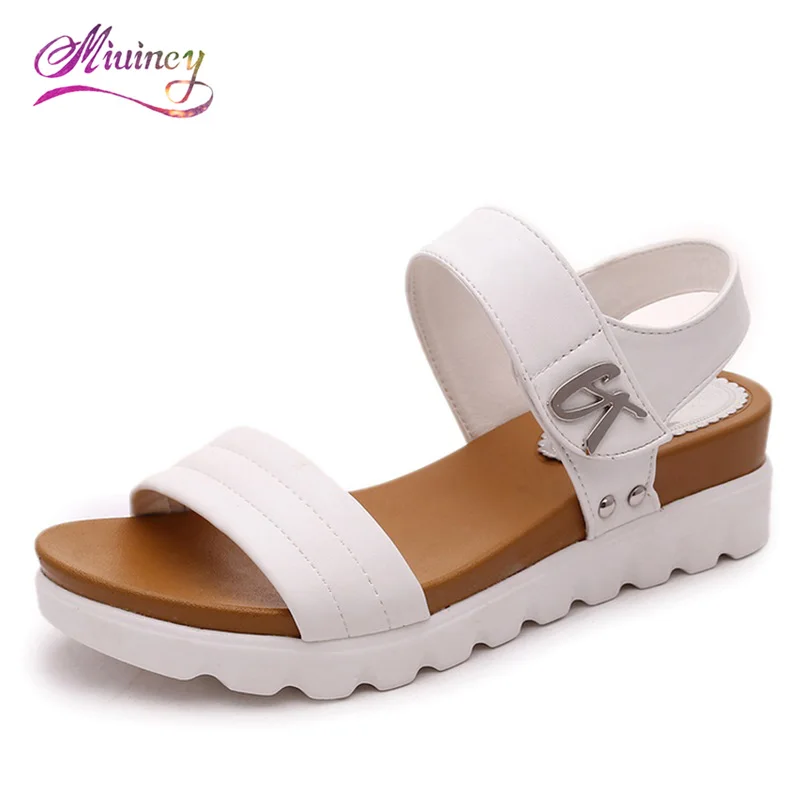 2017 new thick soles sandals female summer flat sandals full set of muffins casual Korean wave