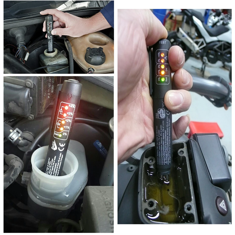 Тестер тормозной жидкости для автомобиля, цифровой тестер тормозной жидкости для DOT3/DOT4, автомобильный тестер, 5 светодиодный индикатор диагностики автомобиля, ручка