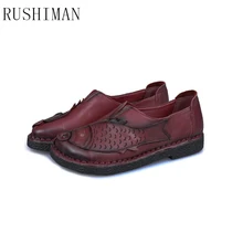 RUSHIMAN/Новинка; сезон весна-осень; обувь ручной работы; обувь из натуральной кожи на плоской подошве; удобная повседневная обувь для мам; лоферы