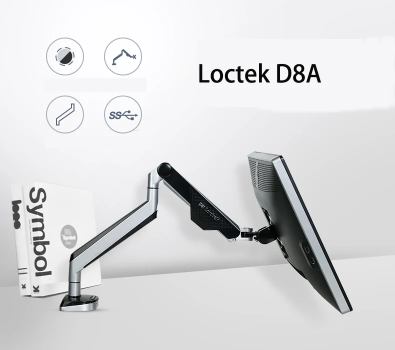 New Loctek D8A Aluminum Gas Spring Full Motion