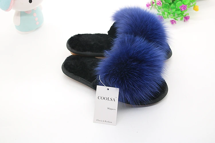 Coolsa/высококачественные женские шерстяные тапочки; пушистые шлепанцы с натуральным мехом; мягкие теплые домашние Вьетнамки для женщин; повседневная обувь из пушистого плюша