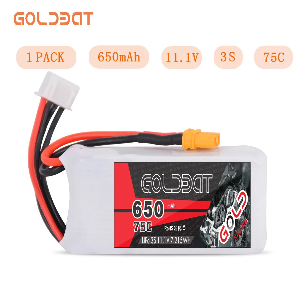 Baratos Batería LiPo GOLDBAT 650mAh para FPV 3S LiPo batería LiPo 11,1 V 3S lipo 75C con enchufe XT30 para Drone Heli coche barco