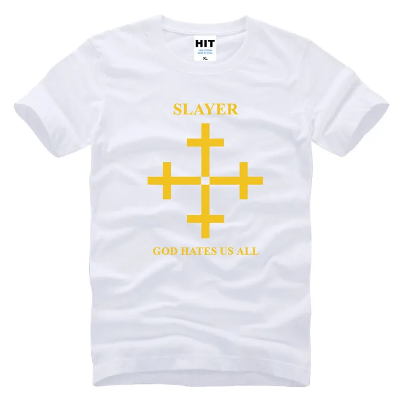 Slayer God Hate Us All Metal Мужская футболка с рок-музыкой, новинка, хлопковая футболка с коротким рукавом и круглым вырезом, Повседневная футболка - Цвет: BAY HUAT
